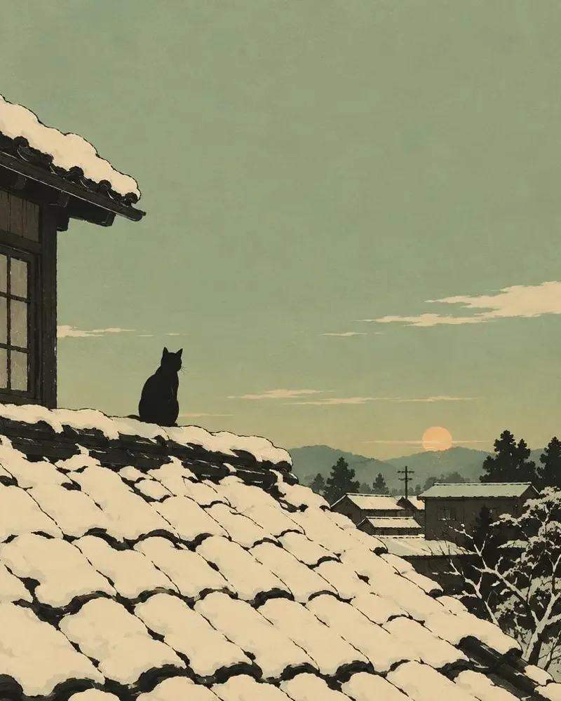 屋顶落了雪 封面图，动画电影，21 分钟